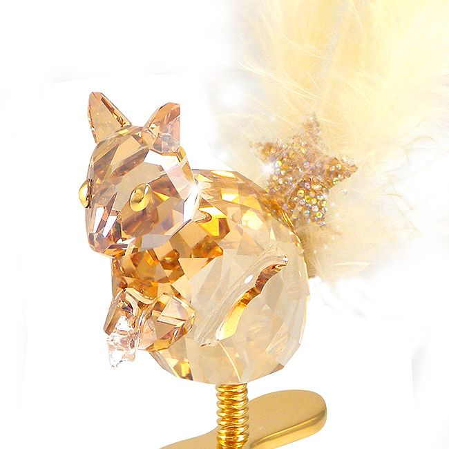 SWAROVSKI 金色松鼠造型立體水晶雕塑掛飾