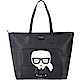 KARL LAGERFELD K/IKONIK 老佛爺圖案防刮皮革購物包(黑色) product thumbnail 1