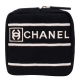 CHANEL 經典小香LOGO方型織布化妝包(深藍) product thumbnail 1