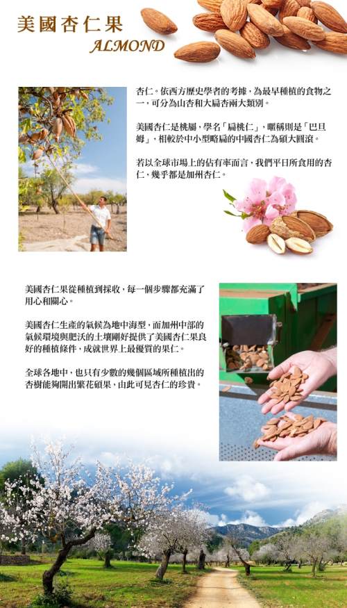 樸優樂活 經典皇家美國原味生杏仁果(250g/包)x2件組