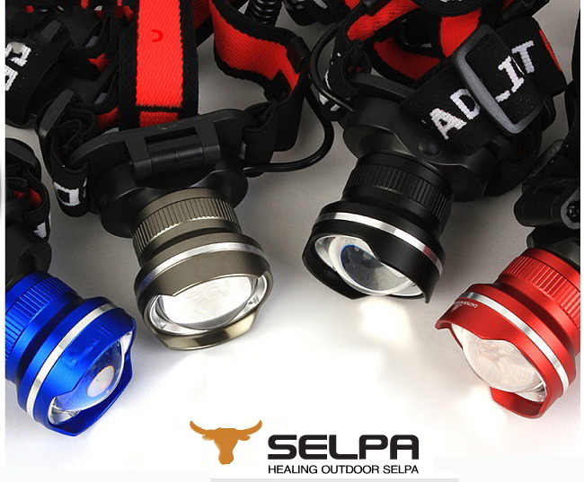 韓國SELPA T6LED伸縮變焦鋁合金頭燈 紅色