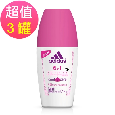 adidas愛迪達 女用六效合一長效制汗爽身滾珠x3罐(40ml/罐)