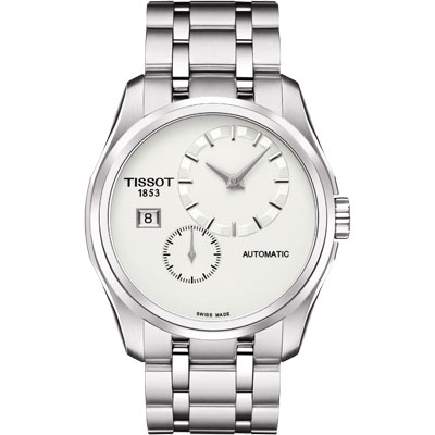 TISSOT 天梭 官方授權 Couturier 建構師偏心系列機械腕錶 新春送禮-銀/39mm T0354281103100