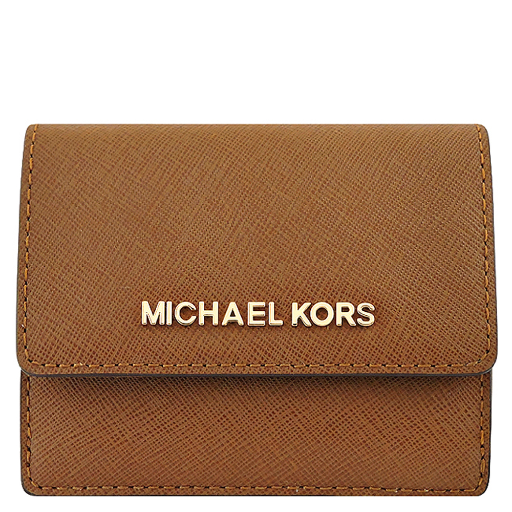 MICHAEL KORS JET SET防刮牛皮零錢/短夾(焦糖色)