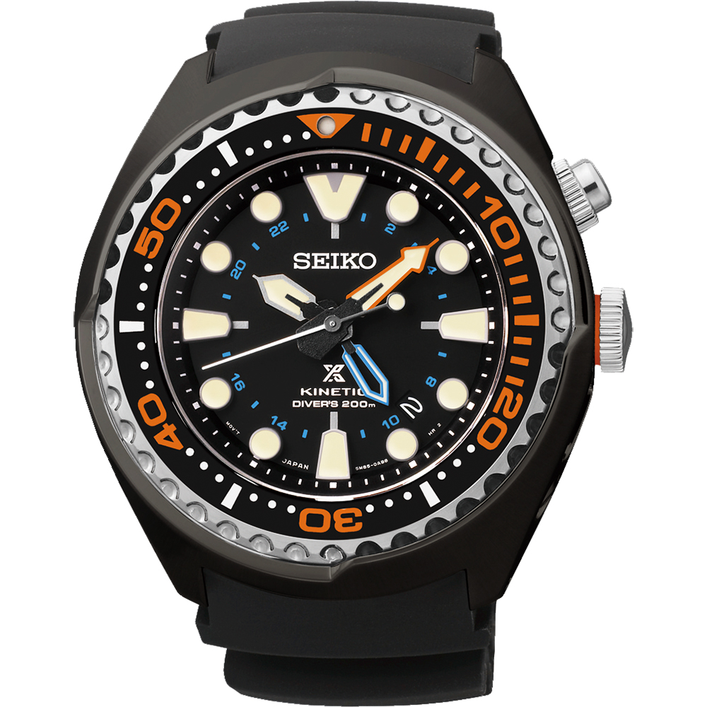 SEIKO Kinetic 怒海征服者GMT潛水200米腕錶(SUN023J1)-黑/48mm