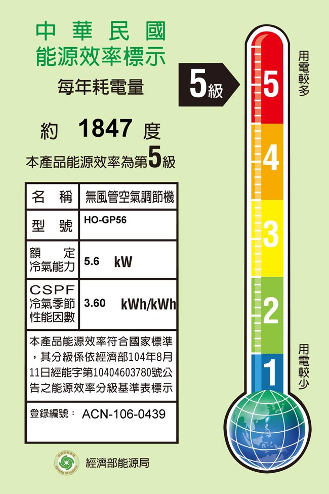 HERAN禾聯 10-12坪 變頻1對1冷專型 (HI-GP56/HO-GP56)