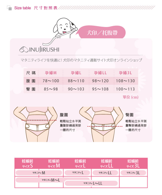 日本犬印 元氣兩件式全腹托腹帶 LL/3L 粉紅/綠色 醫療用束帶(未滅菌)