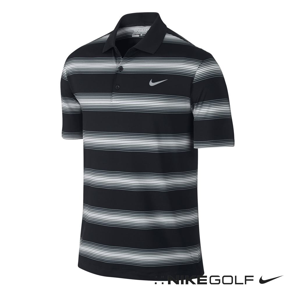 Nike Golf 休閒快速橫條排汗短袖POLO衫-黑639718-010