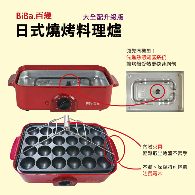 BiBa百變日式燒烤爐GP-302紅