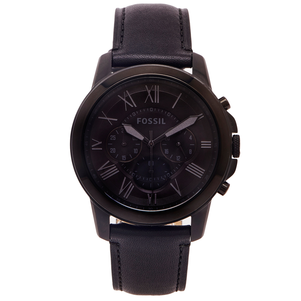 FOSSIL  羅馬優雅風計時的皮帶手錶(FS5132)-黑色面/44mm