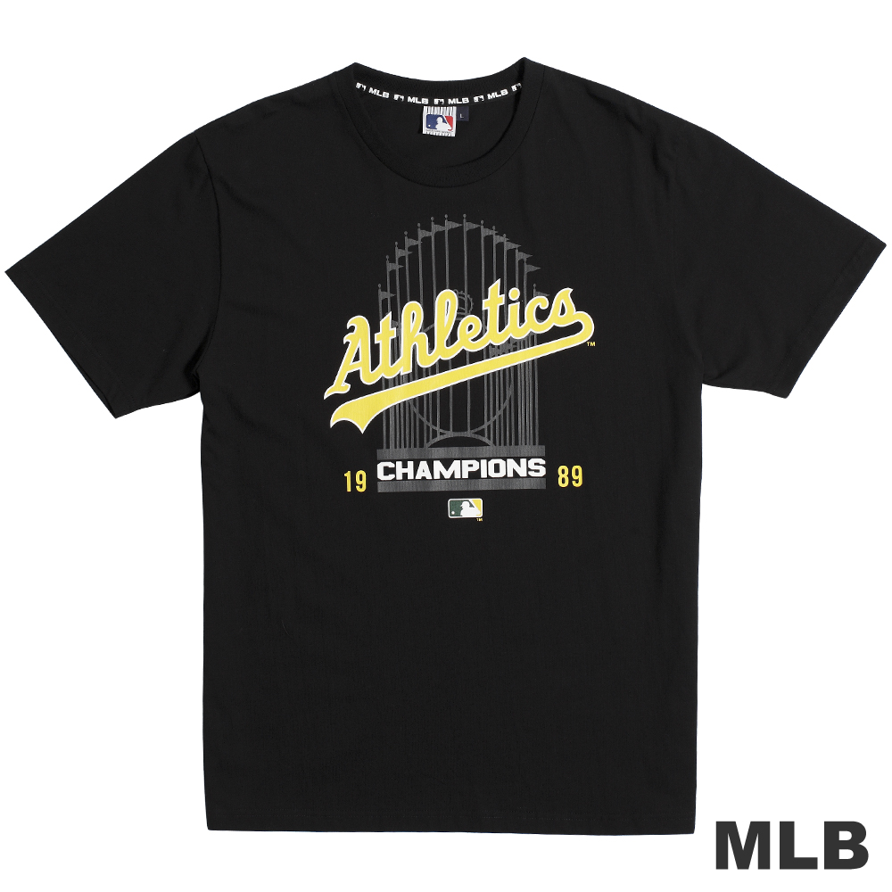 MLB-奧克蘭運動家隊純棉短袖T恤-黑(男)