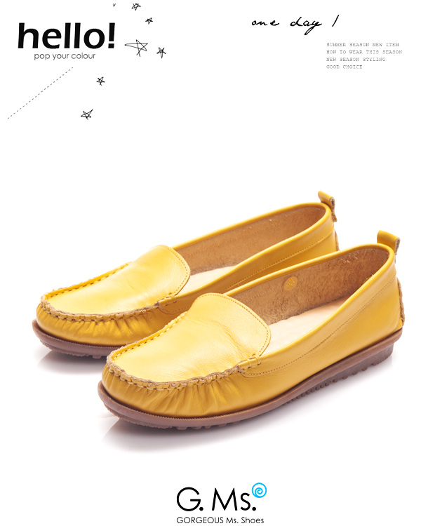 G.Ms. MIT系列-全真皮經典素面莫卡辛鞋-陽光黃