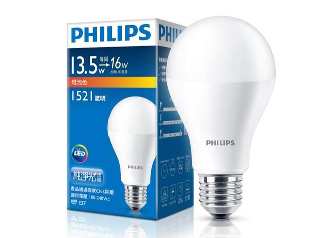 飛利浦 PHILIPS 球型 13.5W廣角LED燈泡E27 黃光3000K (6入組)