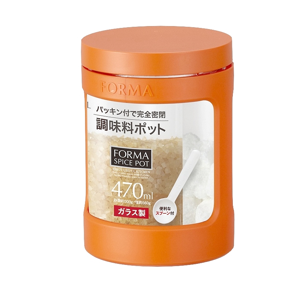 日本ASVEL 完全密閉 470ml玻璃調味罐(橘色)