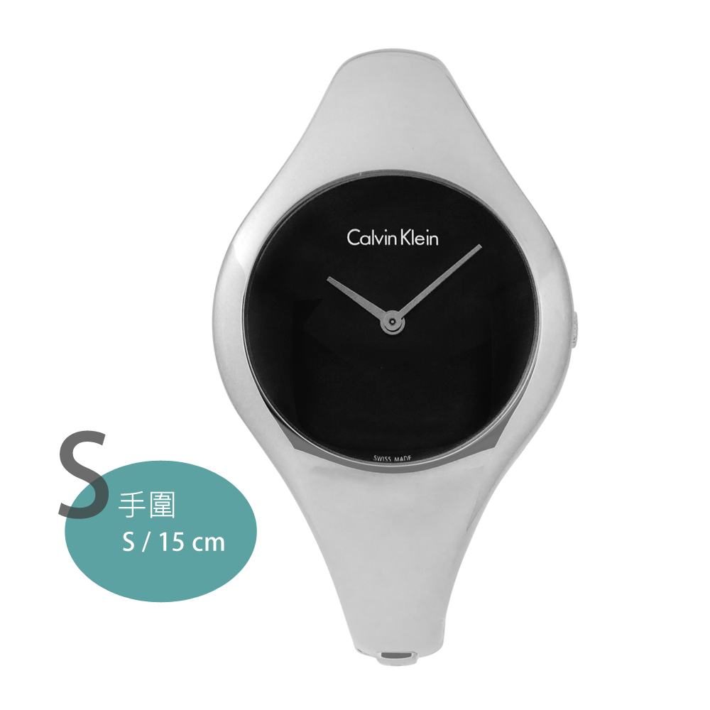 CK Bare 驚艷焦點一體成形手環式不鏽鋼手錶 -黑色/34mm