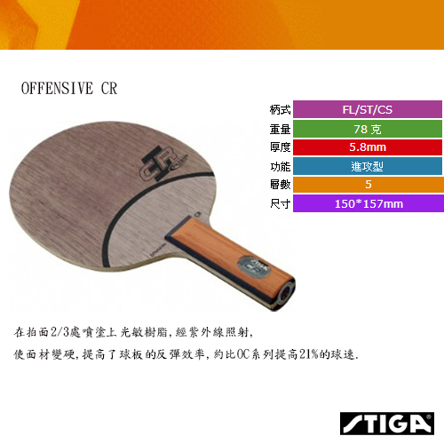 STIGA OFFENSIVE CR 桌球拍(空拍)