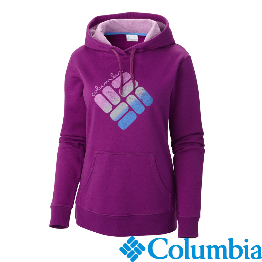 Columbia-抽繩連帽LOGO上衣-女-茄紫色-UAL86860BR