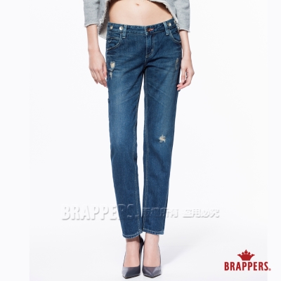 BRAPPERS 女款 Boy Friend Jeans系列-女用九分反摺工作褲-藍