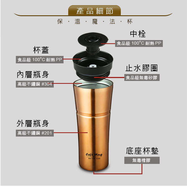 蛙牌咖啡專用Hot&Cold超真空雙層不鏽鋼保溫魔法杯(雙色隨機出貨) CM-580