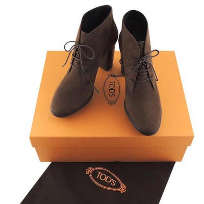 TODS 麂皮綁帶高跟短靴-36/36.5/37.5號(咖啡色) | 精品服飾/鞋子