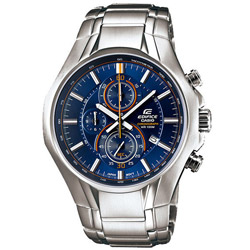 CASIO EDIFICE 雅緻科技三眼時尚運動錶(藍)-42mm