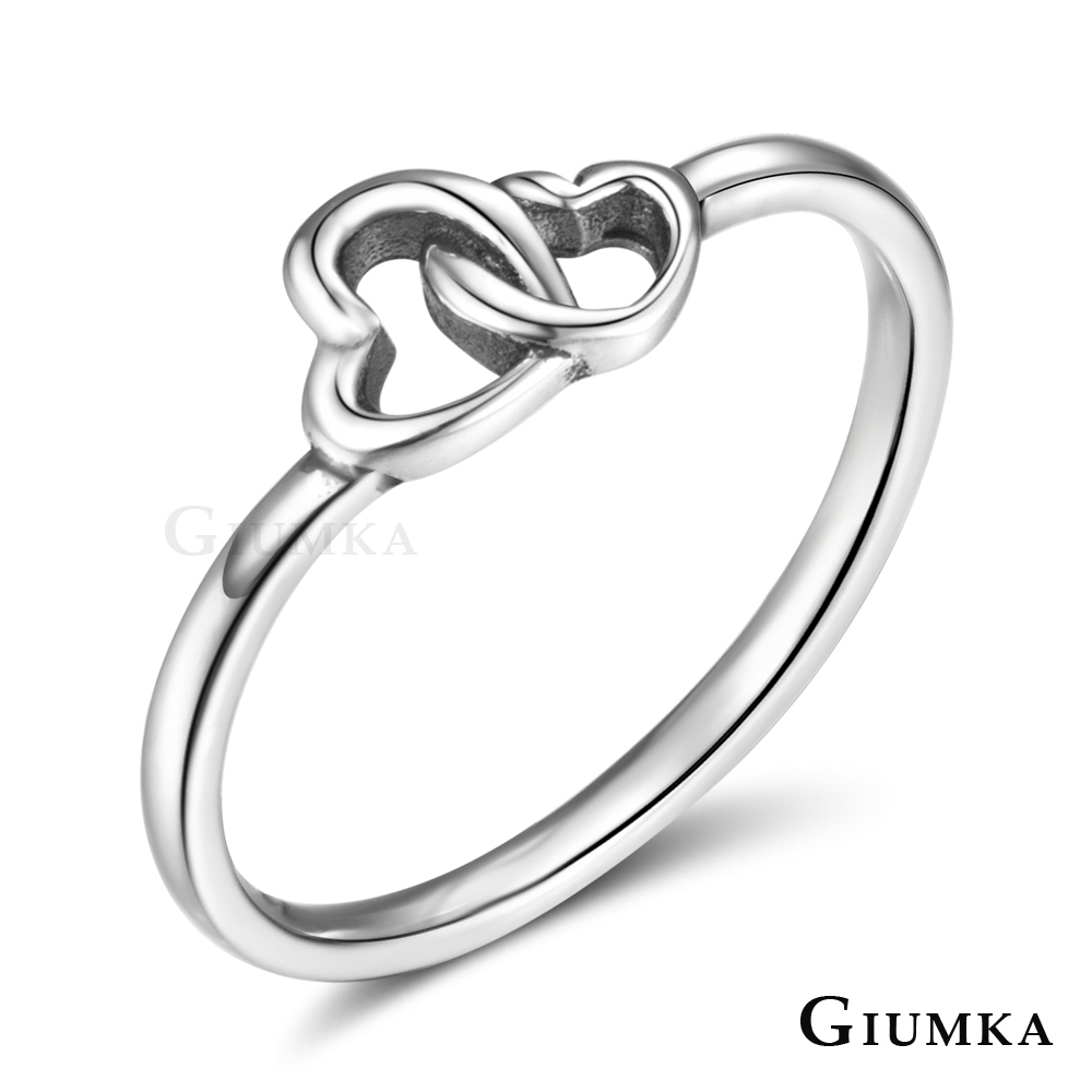 GIUMKA純銀戒指 交織的愛925純銀愛心女戒