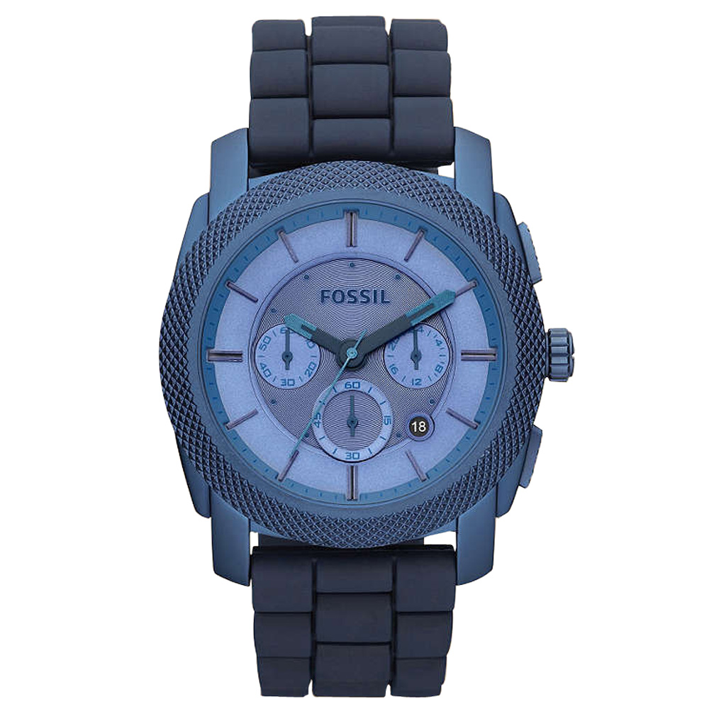 FOSSIL 絕讚霸氣視覺三眼計時腕錶(藍)/45mm
