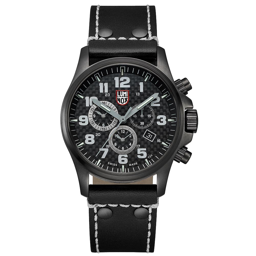 LUMINOX ATACAMA 戰場系列碳纖維紋計時腕錶-槍黑/45mm