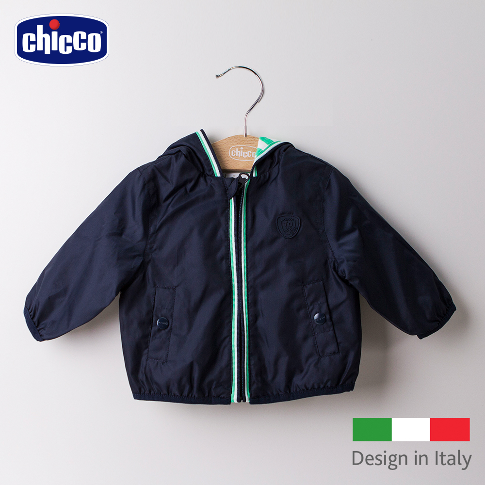 chicco-條紋內裡連帽防風外套-藏青(1-2歲)