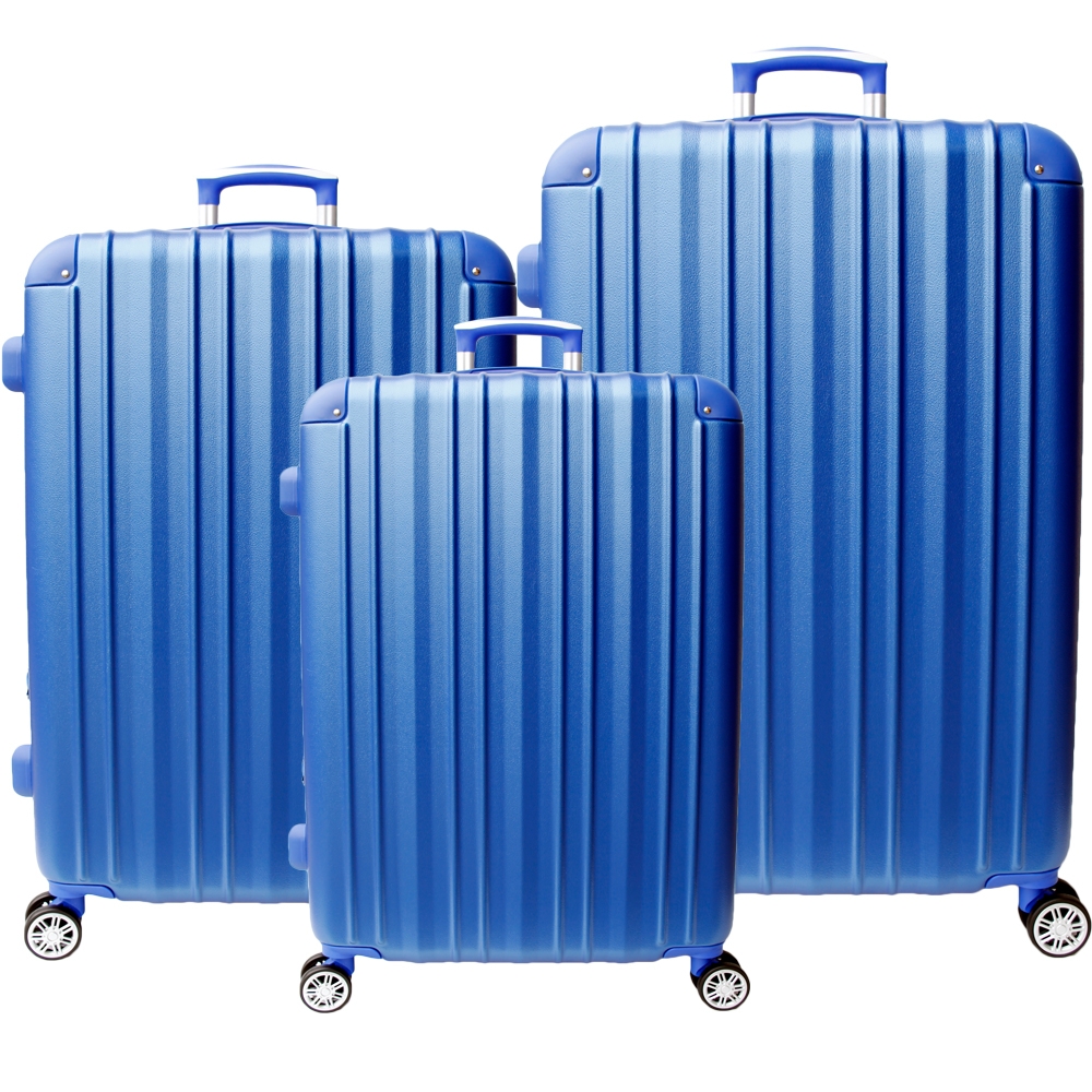 YC Eason 典藏系列三件組ABS可加大海關鎖行李箱 寶藍