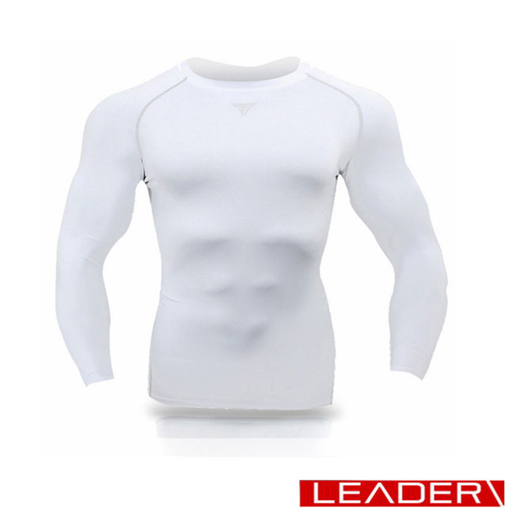 LEADER Muscle Support專業運動長袖 緊身衣 白色 - 快速到貨
