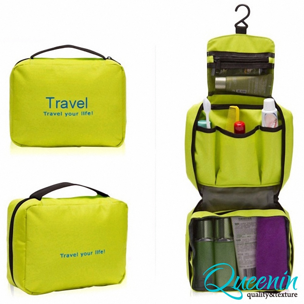 DF Queenin - 韓版出遊旅行專用盥洗包化妝包-綠色