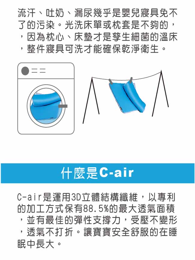 COTEX C-air聰明寶貝嬰兒床墊