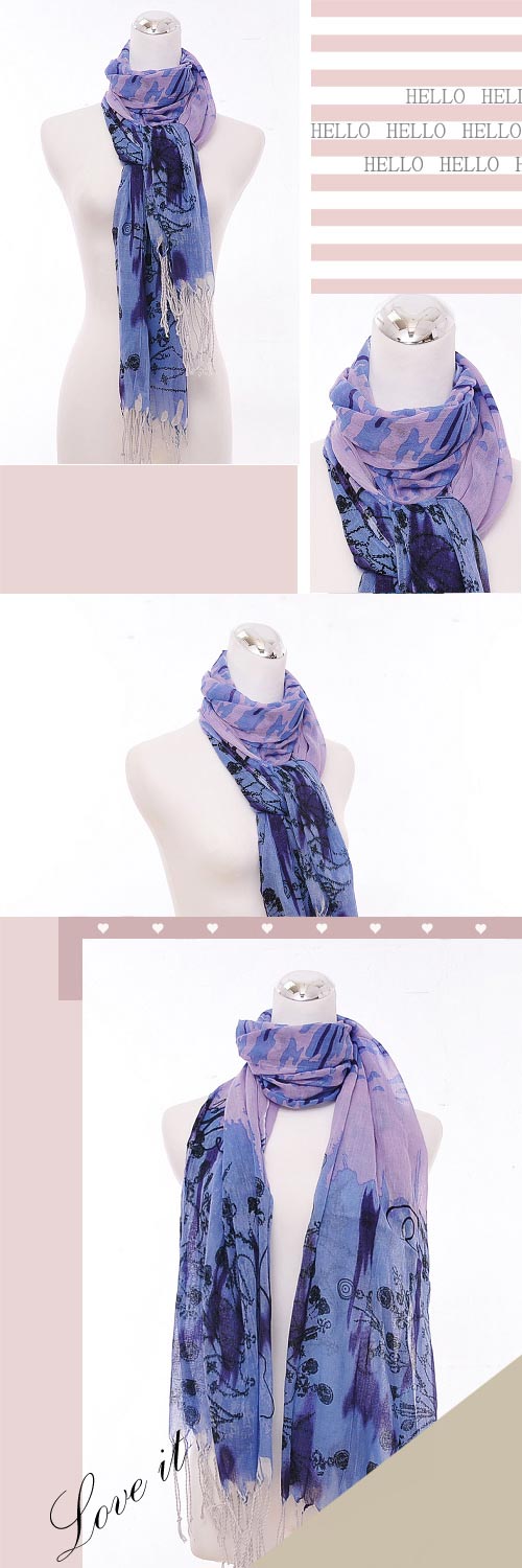 Aimee Toff 韓版線條情懷造型圍巾(紫)