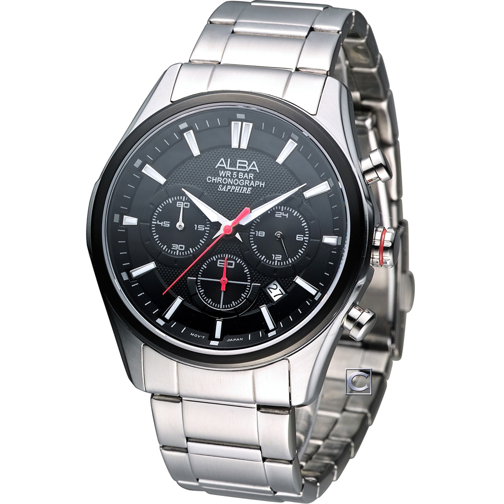 ALBA 競速時尚計時腕錶(AT3393X1)-黑/42mm