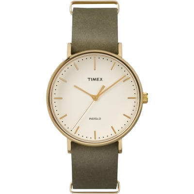 TIMEX 天美時 週末Fairfield系列時尚手錶-米x綠/41mm