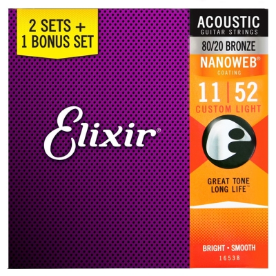 ELIXIR EXXF-16538 黃銅民謠木吉他套弦三包裝