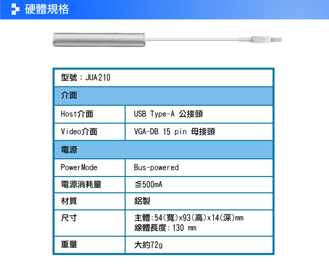 j5create USB 2.0 VGA 外接顯示卡-JUA210