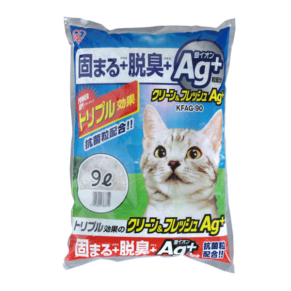 日本IRIS AG+奈米銀強效抗菌貓砂 (KFAG-90) 9L X 3包