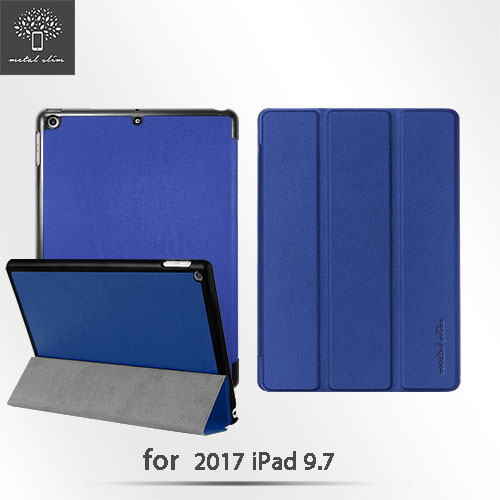 Metal-Slim Apple iPad 9.7 2017 高仿小牛皮三折立架式皮套