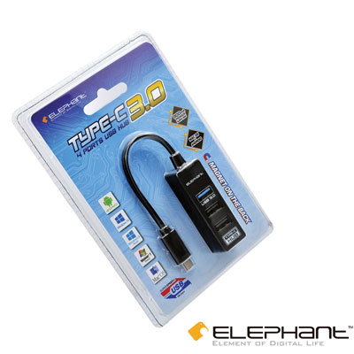 ELEPHANT TYPE-C四埠USB3.0HUB(WEH-1006BK)