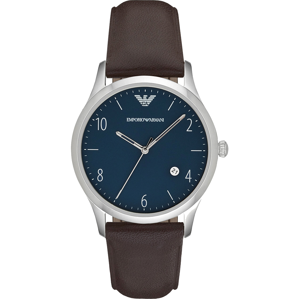 Emporio Armani Classic 紳士復刻經典腕錶-藍x咖啡/42mm
