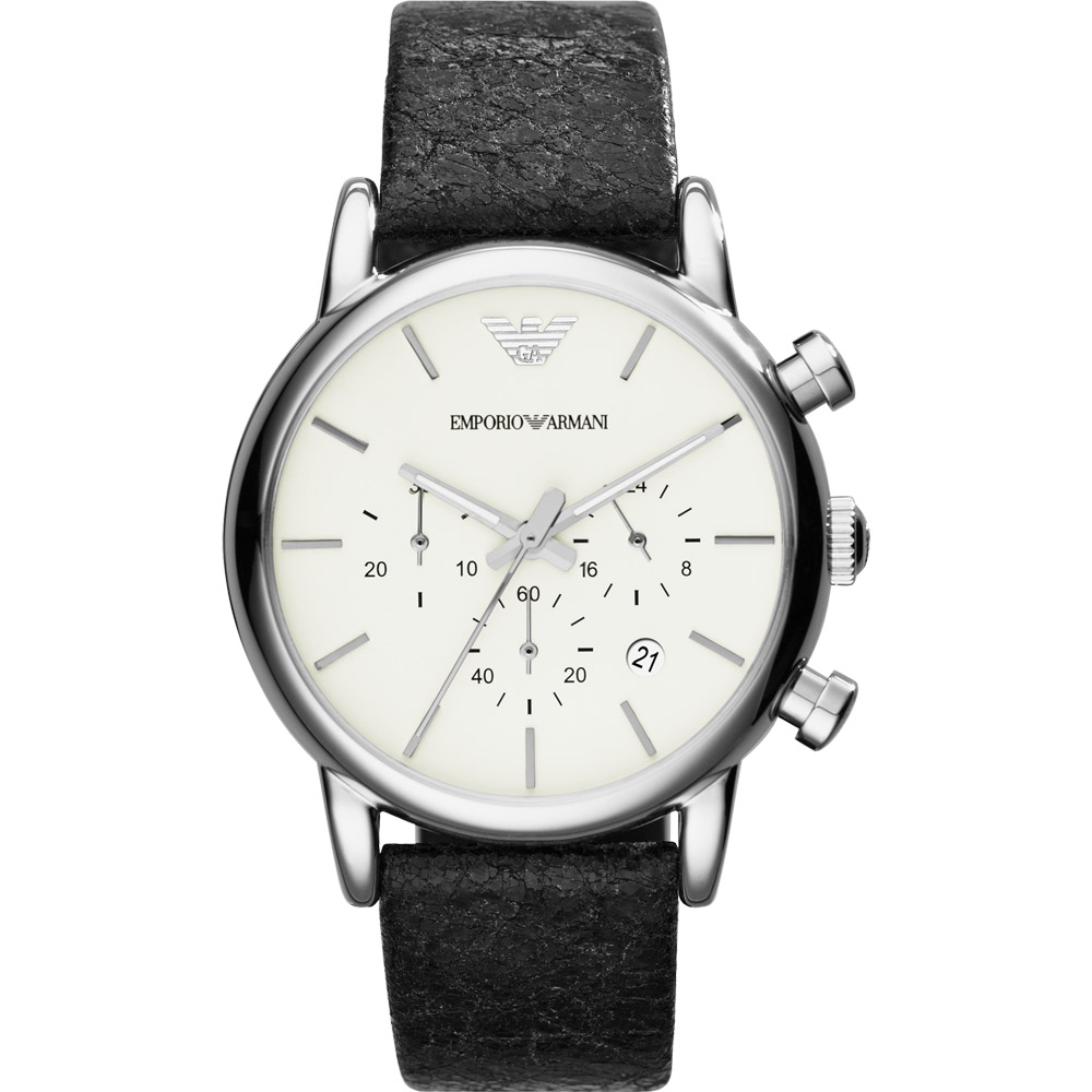 ARMANI Classic 經典風範計時腕錶-銀x黑/46mm