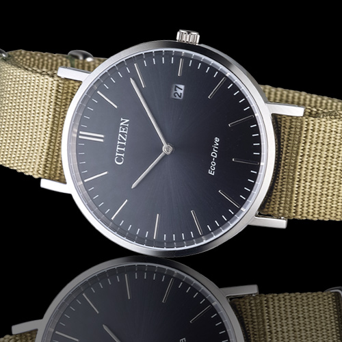 CITIZEN 經典百搭時尚紳士錶(AU1080-38E)-黑x軍綠色/40mm