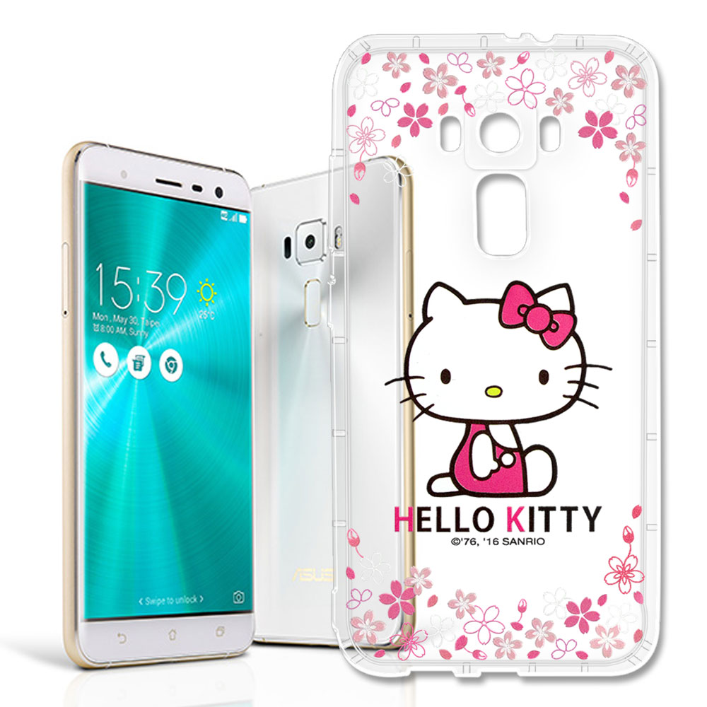 Hello Kitty 華碩 ZenFone 3 5.5吋 彩繪空壓手機殼(櫻花)