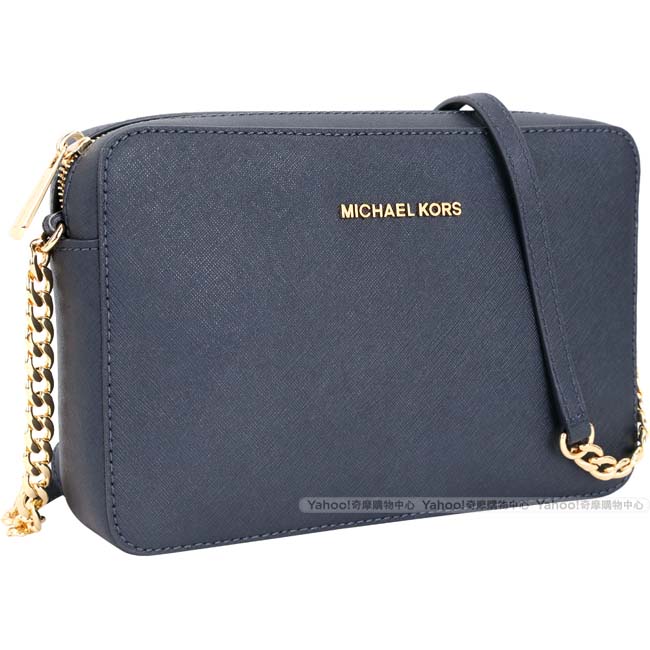 Michael Kors Jet Set 金字防刮牛皮斜背包(海軍藍)