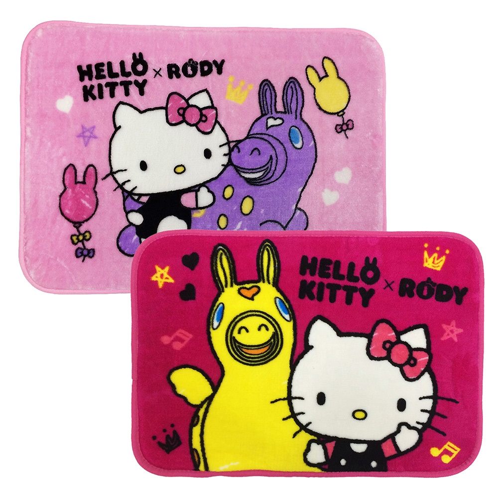 HELLO KITTY & RODY 法蘭絨大小地墊2入(粉+桃)