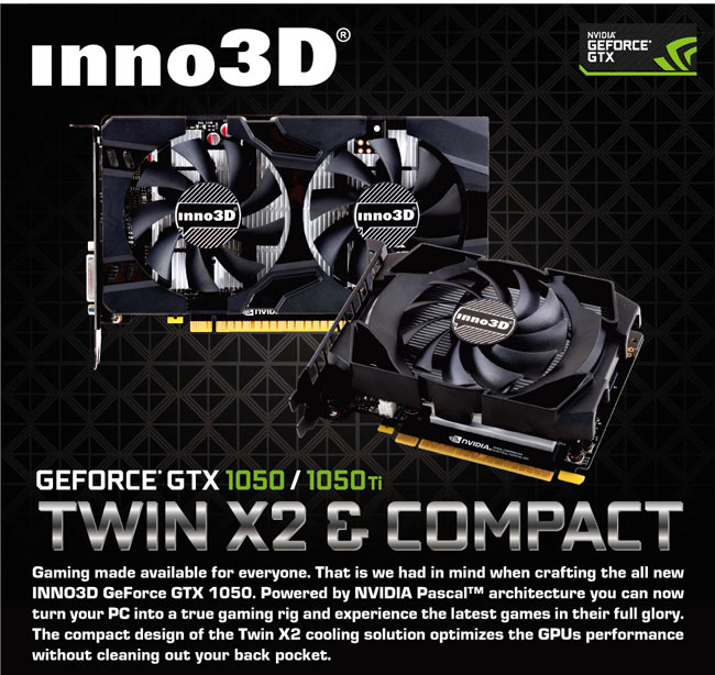 映眾顯示卡Inno3D GeForce GTX 1050 2GB GDDR5 Compac