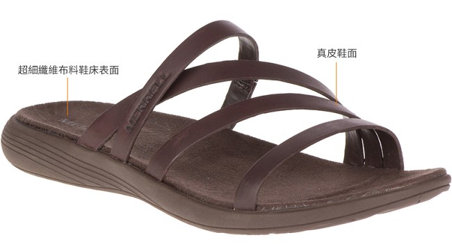 MERRELL DUSKAIR SEAWAY 休閒真皮女拖鞋-咖啡(94250)