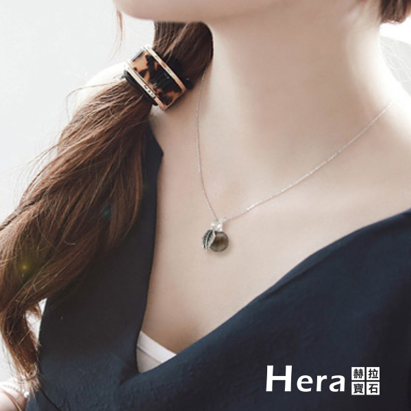 Hera925純銀手作天然茶水晶羽毛項鍊/鎖骨鍊